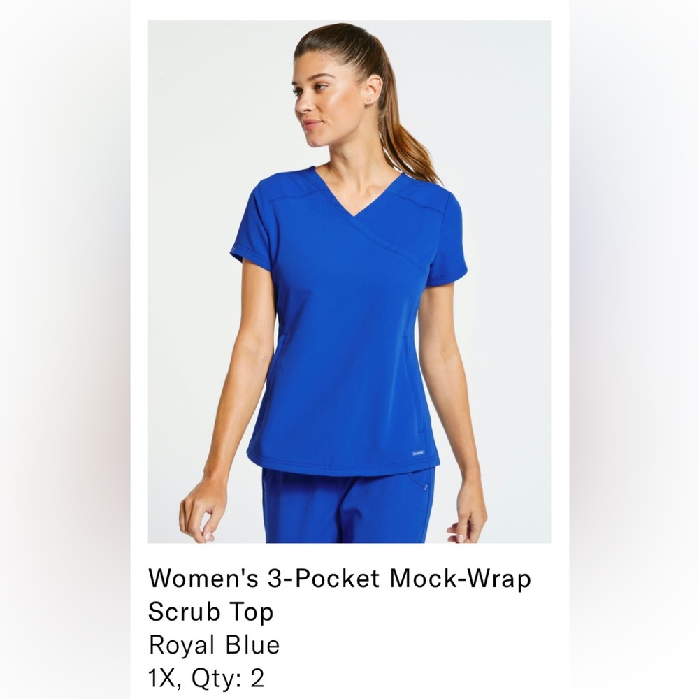 Jaanuu 3 Pocket Mock-Wrap Scrub Top